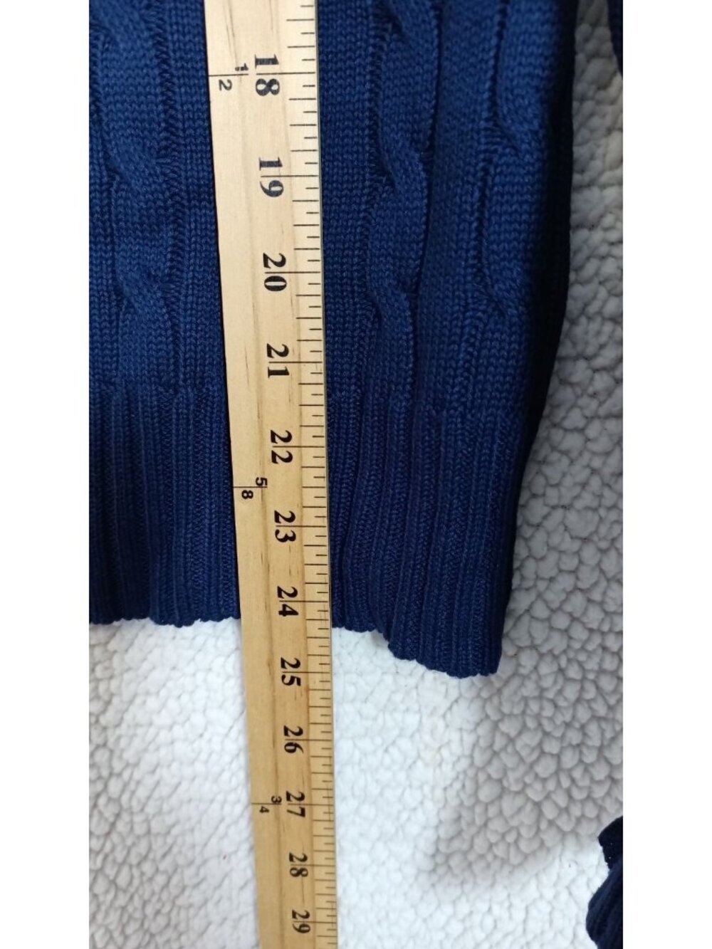 Women's Long Sleeve Cable Knit Sweater Size M Royal Blue Crewneck Ribbed Hem.... - Picture 10 of 12